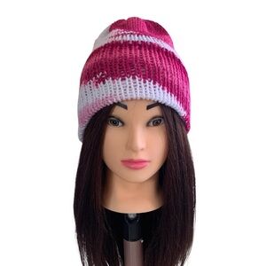 Hand-Knitted Shades Of Pink Brimless Beanie. OS